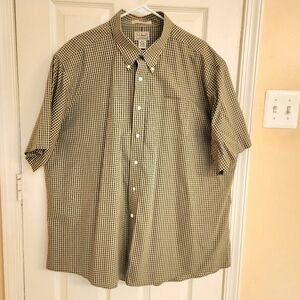 L.L. Bean 100% Cotton s/s Green and Beige check shirt  size XXL